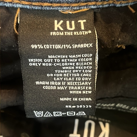 KUT From The Kloth Frayed Hem Crop Straight Leg Mid Rise Jean Indigo Size 8P - Picture 12 of 15